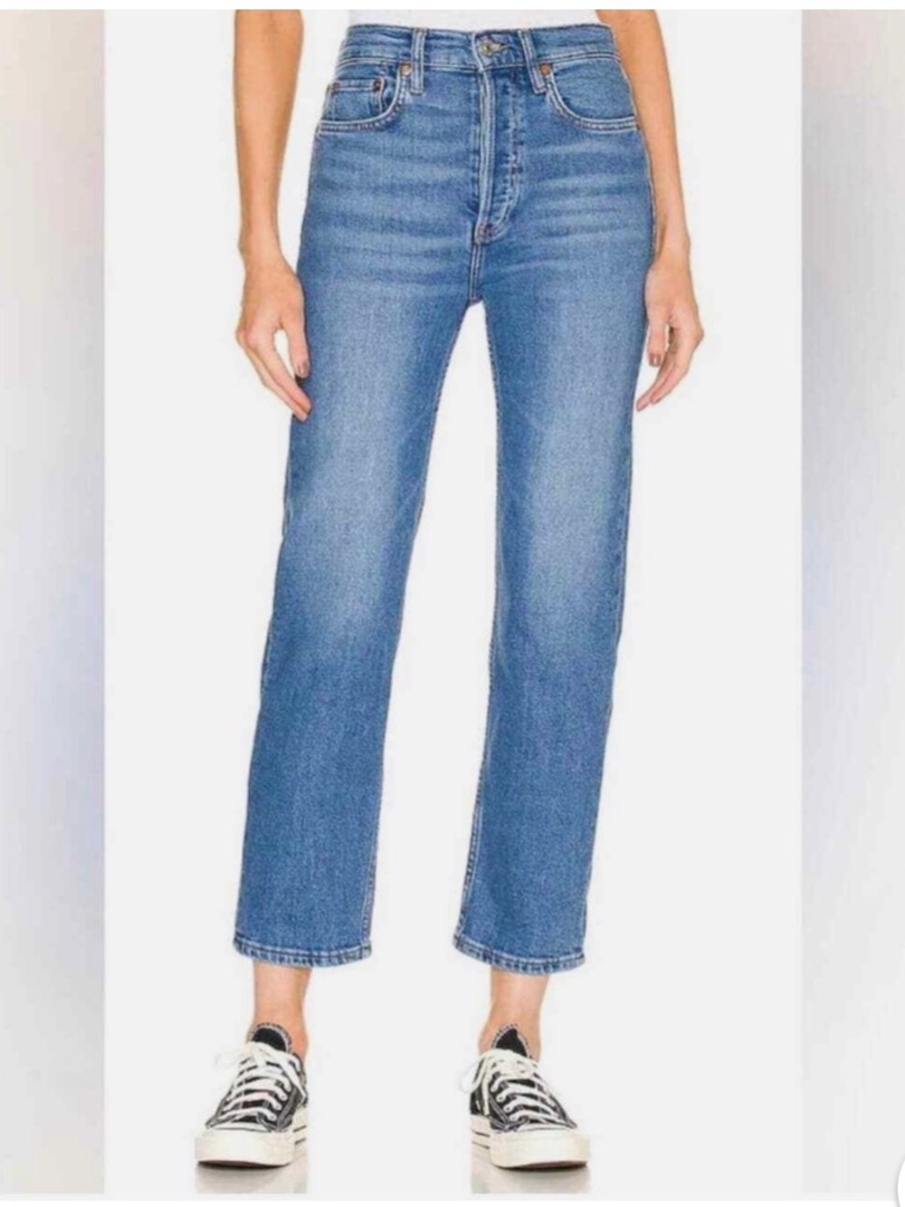 RE/DONE High-Rise Stove Pipe Jeans in “Clean Dusk” - Sz 27